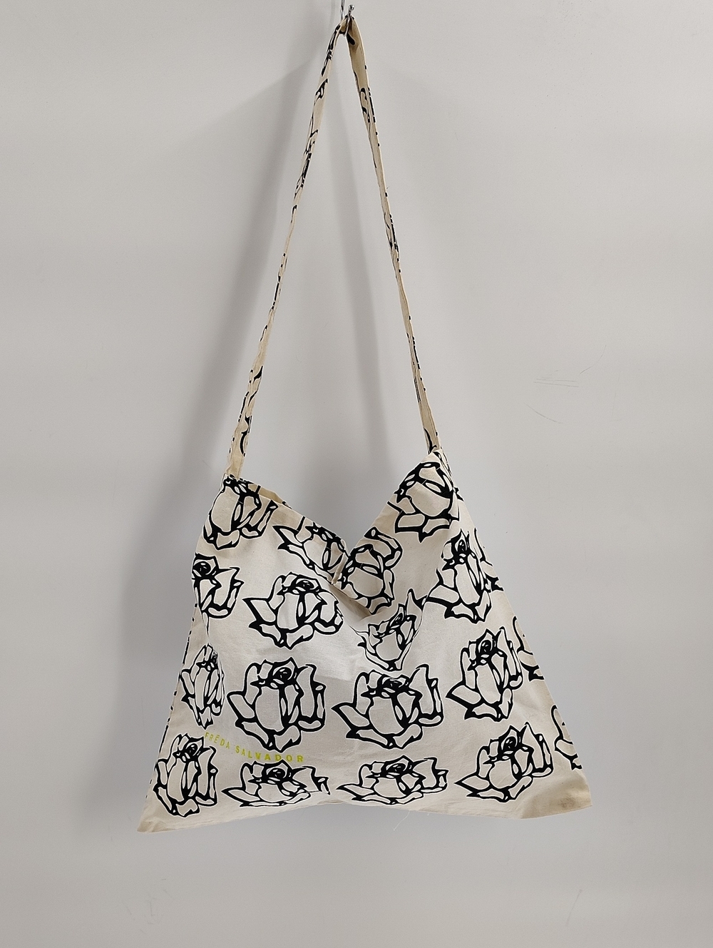 Freda Salvador Canvas Off white Black Rose Floral Tote Bag Neon Logo Lightweight
